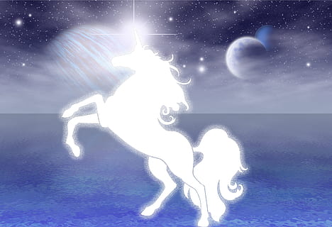 white unicorn illustration, planet, star, space, universe, celestial body HD wallpaper