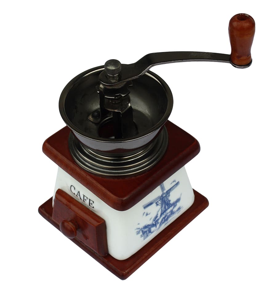 coffee grinder, holland, hand, blue, white, ceramic, crank