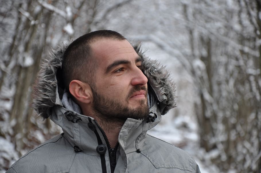 winter, man, headshot, portrait, beard, facial hair, one person HD wallpaper