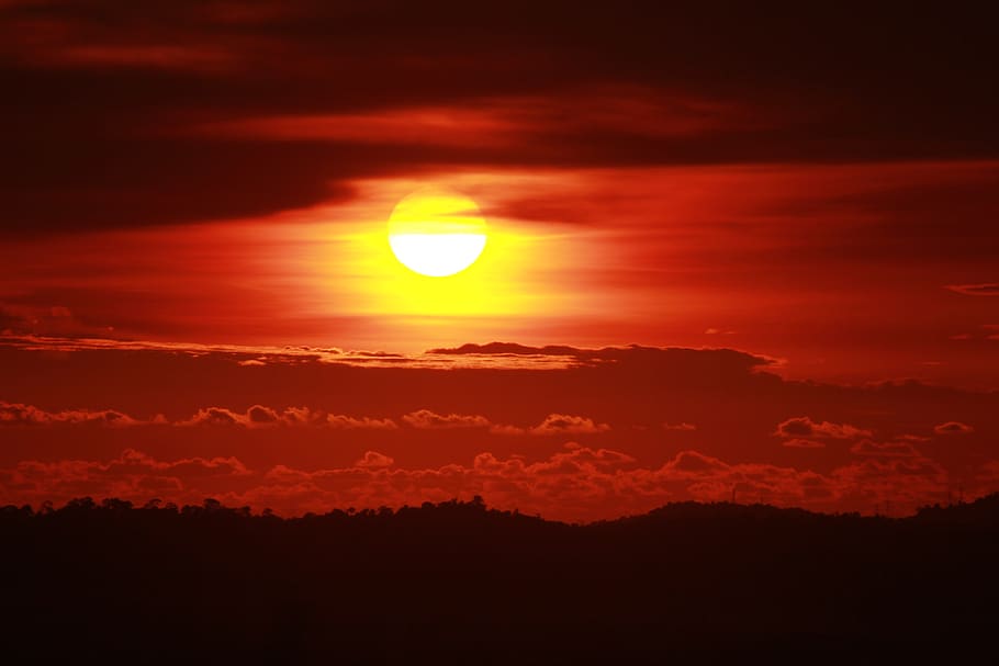 solar, sunset, twilight, sky, nature, cloud, orange, beauty in nature HD wallpaper