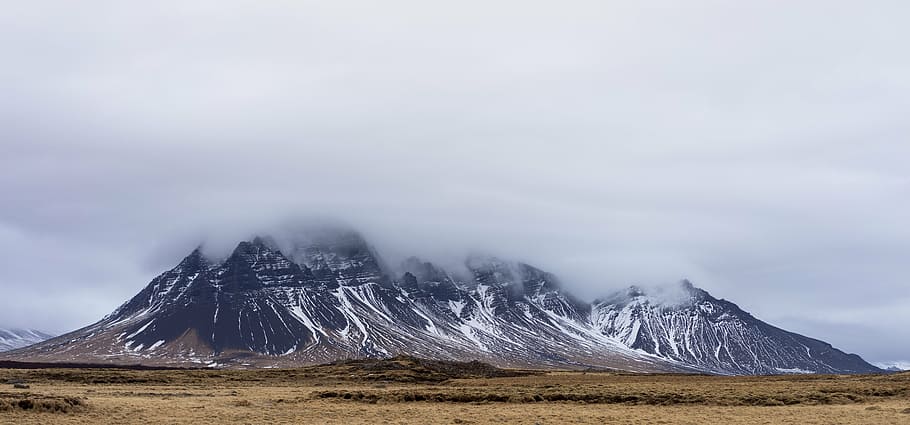 landscape photo of mountain, clouds, nature, outdoor, rock HD wallpaper
