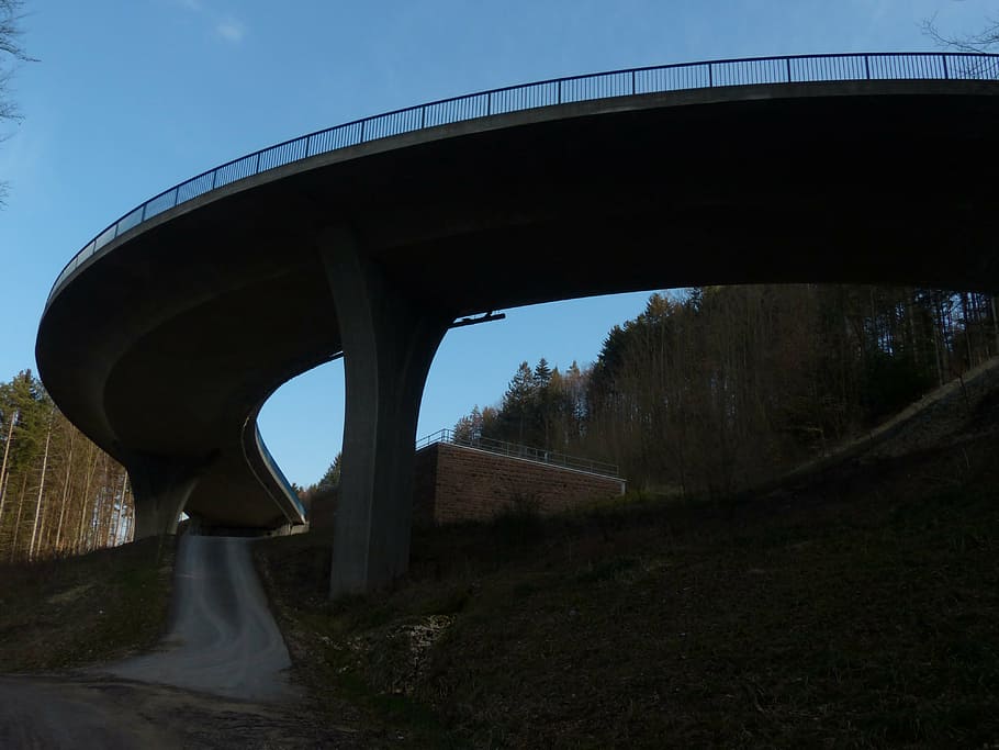 bridge, road, curve, road construction, architecture, high bridge HD wallpaper