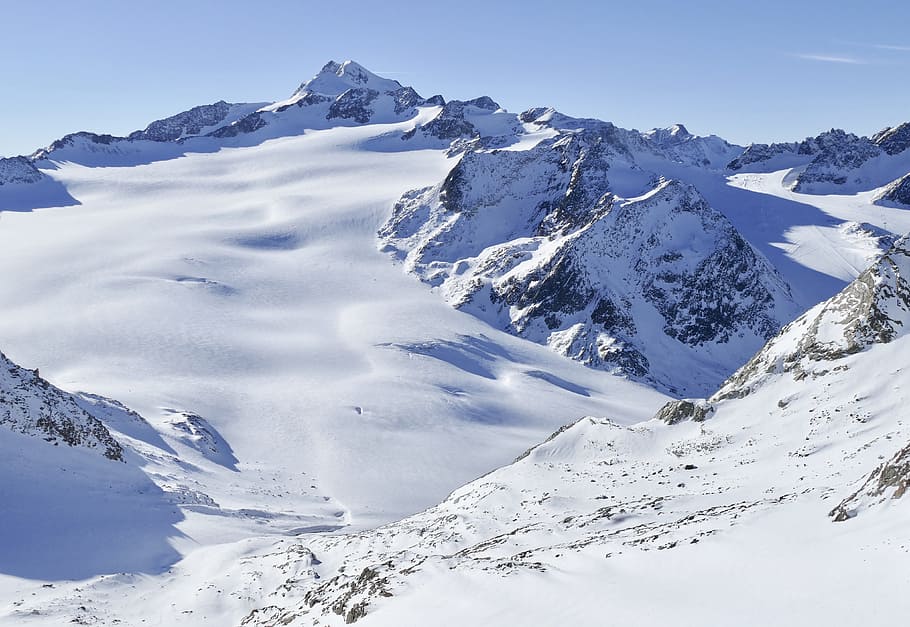 snow covered mountain, winter, mountain summit, cold, sölden, HD wallpaper