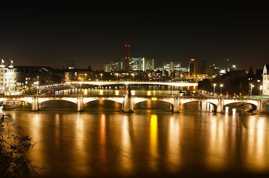bridge, night, city, river, cityscape, travel, tourism, landscape HD wallpaper