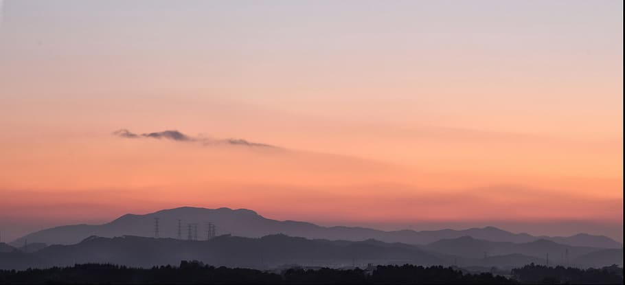 sunset, zengcheng, mountain, sky, landscape, beauty in nature HD wallpaper