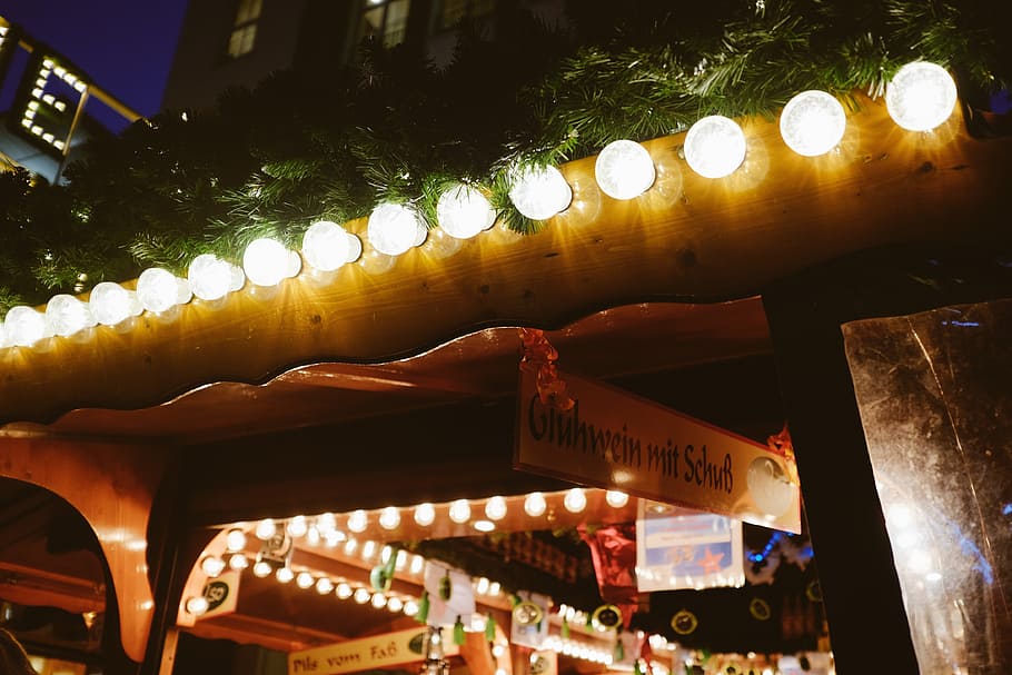 Stand at Christmas market, other, night, lighting Equipment, illuminated HD wallpaper