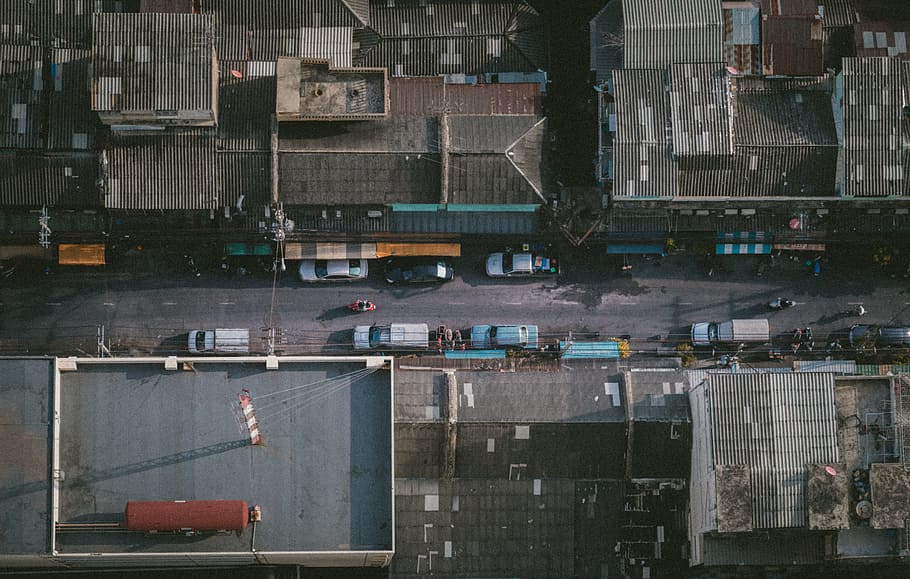 aerial photo of city during daytime, aerial view photography of town HD wallpaper