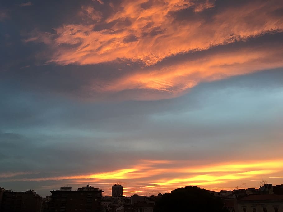 sunset, clouds, sky, orange, yellow, twilight, sunset sun, cloud - sky HD wallpaper