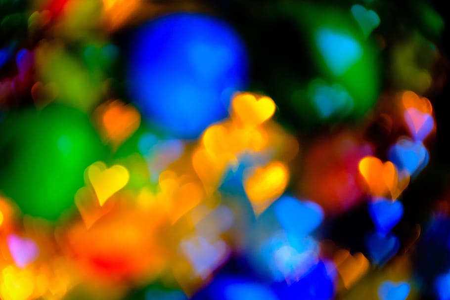 assorted-color heart illutration, Abstract, Soft Focus, Hearts HD wallpaper