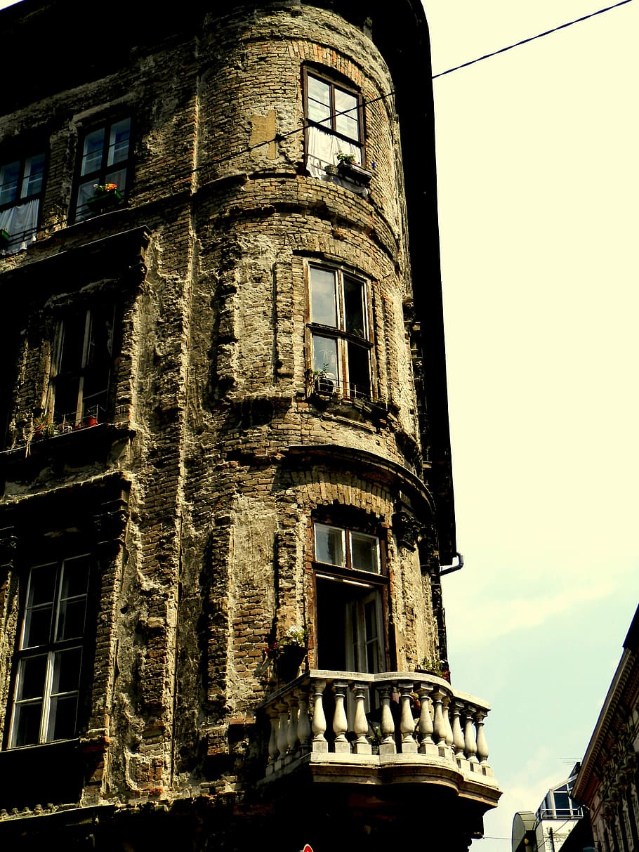 budapest, building, balcony, architecture, building Exterior HD wallpaper