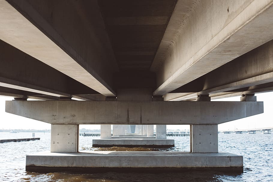 water, construction, bridge, connection, architecture, concrete HD wallpaper