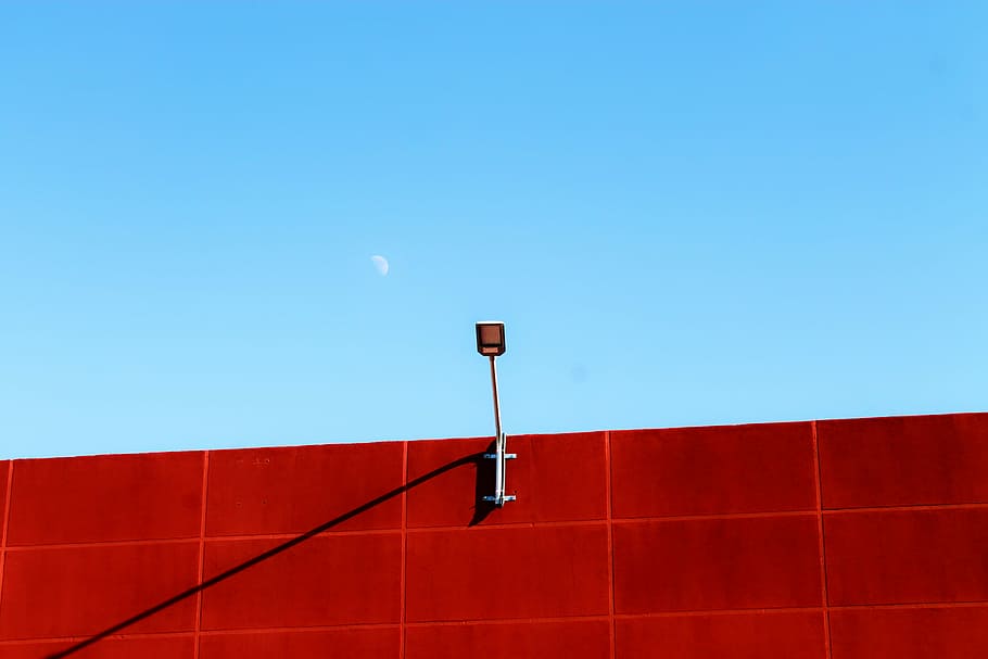 wall sconce under cumulus clouds, sky, light, urban, line, day, HD wallpaper