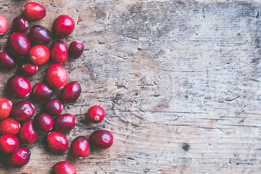 Coffee Beans on top of the Wooden Surface, background, red, rough HD wallpaper