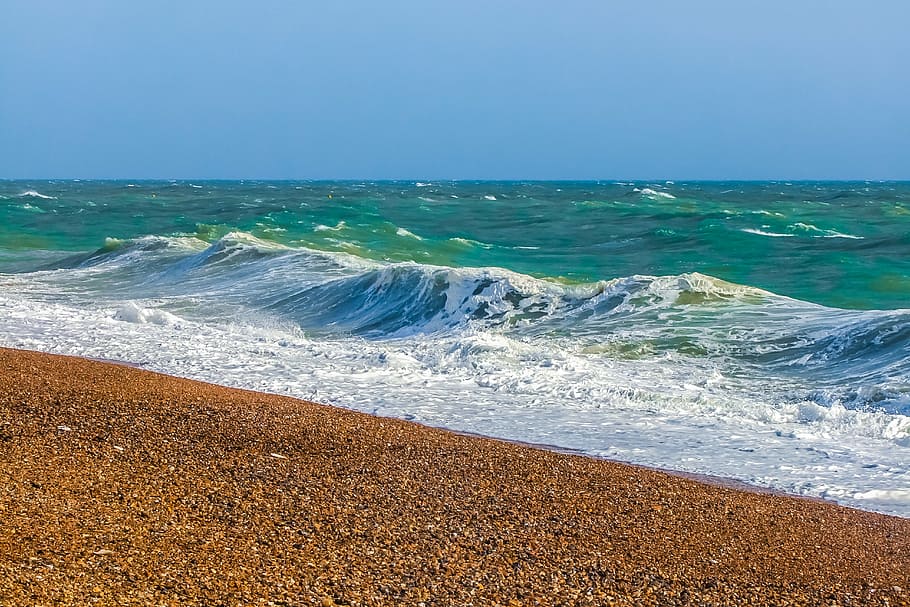 sea waves during daytime, ocean, beach, nature, coastline, blue HD wallpaper