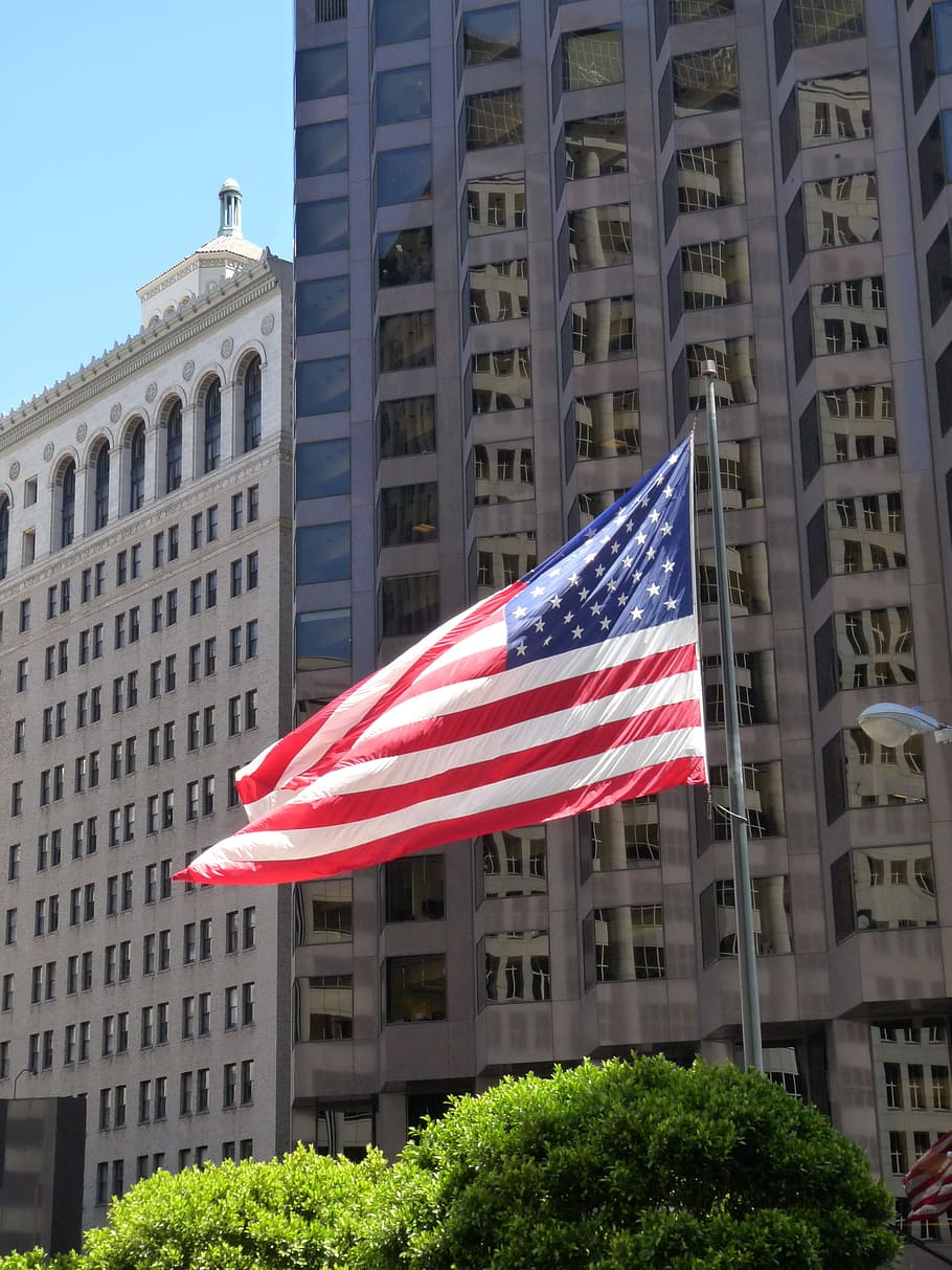 Download San Francisco 49ers Logo On An American Flag Wallpaper