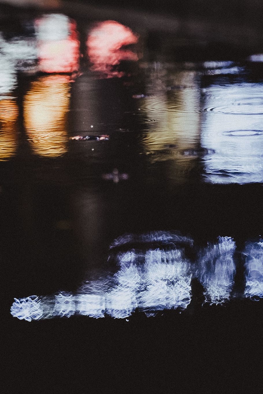 water, drops, liquid, dark, night, raining, nature, lake, lights HD wallpaper