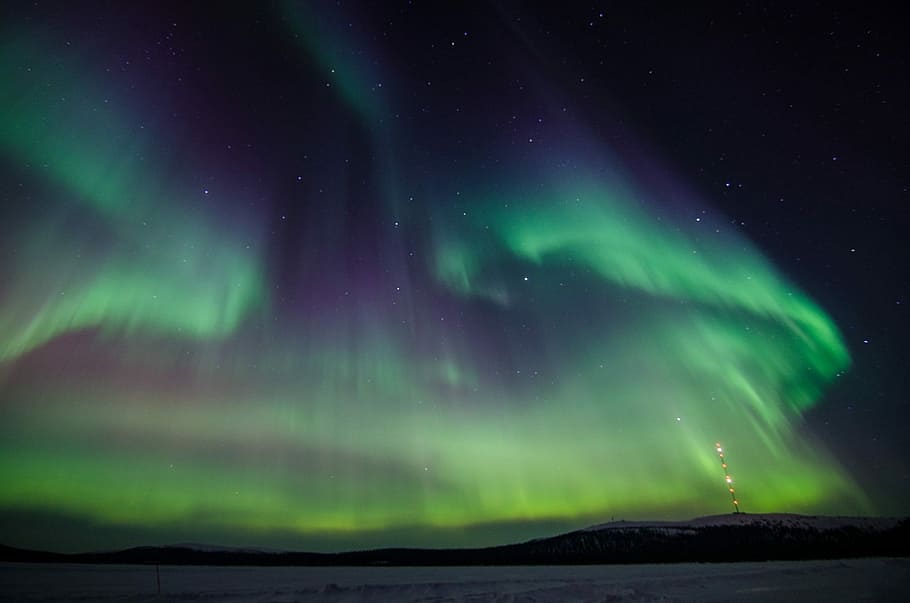 aurora borealis, northern lights, lapland, green, arctic circle, HD wallpaper