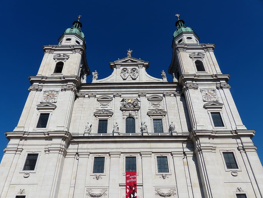 salzburg cathedral, facade, cathedral square, barockklassizirend, HD wallpaper