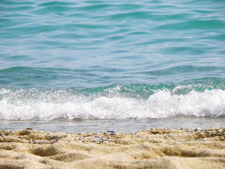 shallow focus photography of waves, sea, sand, beach, summer HD wallpaper
