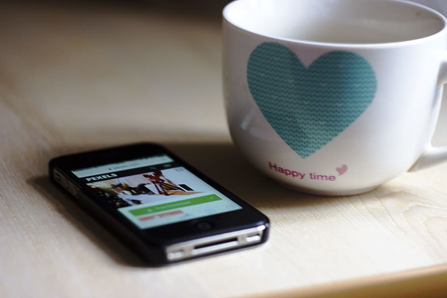 wood, cup, iphone, smartphone, coffee cup, electronics, indoors HD wallpaper