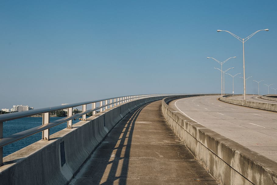 jetty, sea, road, landscape, beach, bridge, electricity, empty HD wallpaper