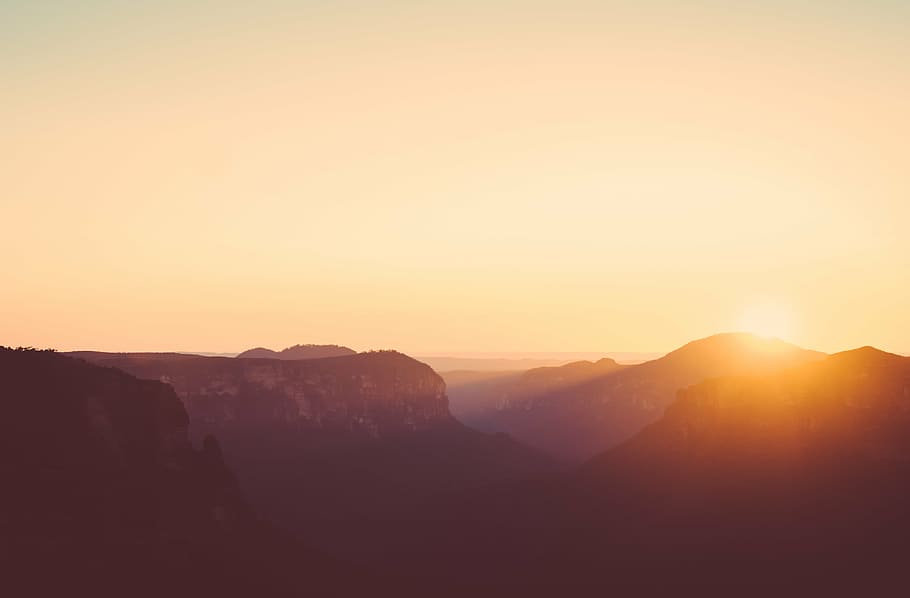 dawn, dust, landscape, mountains, nature, scenery, sunrise HD wallpaper
