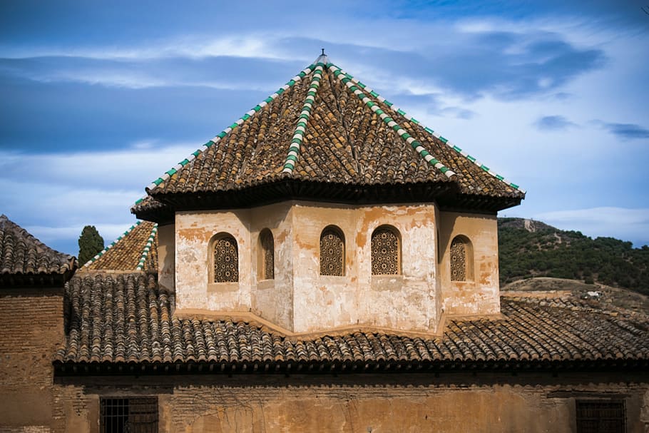 tower, windows, nazari, alhambra, sky, andalusia, spain, architecture HD wallpaper