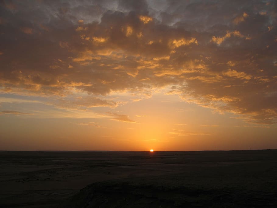 sunset, landscape, sky, desert, sahara, africa, tunisia, nature HD wallpaper