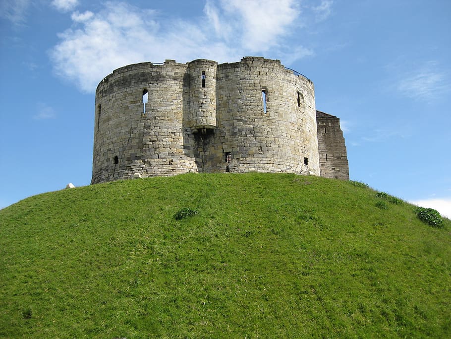 clifford's tower, york, england, medieval, castle, fortress, HD wallpaper