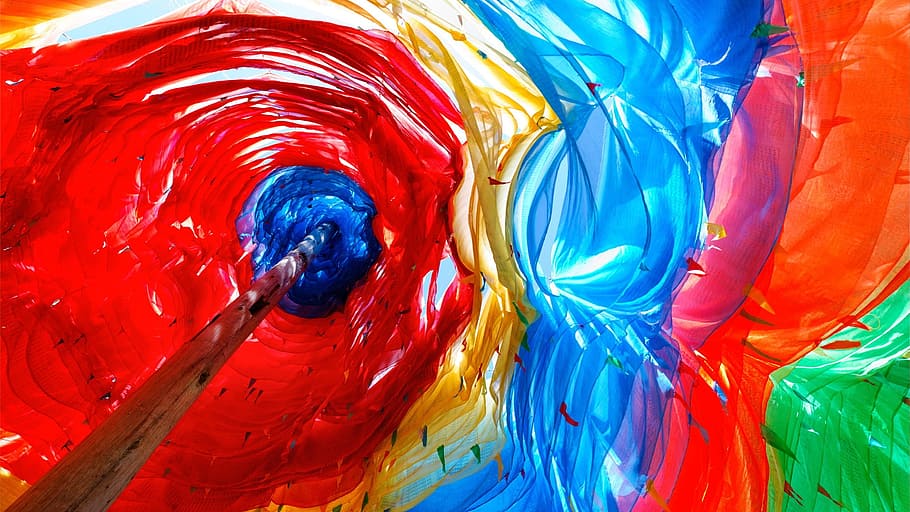 multicolored abstract painting, Creative, Light, bright, umbrella HD wallpaper