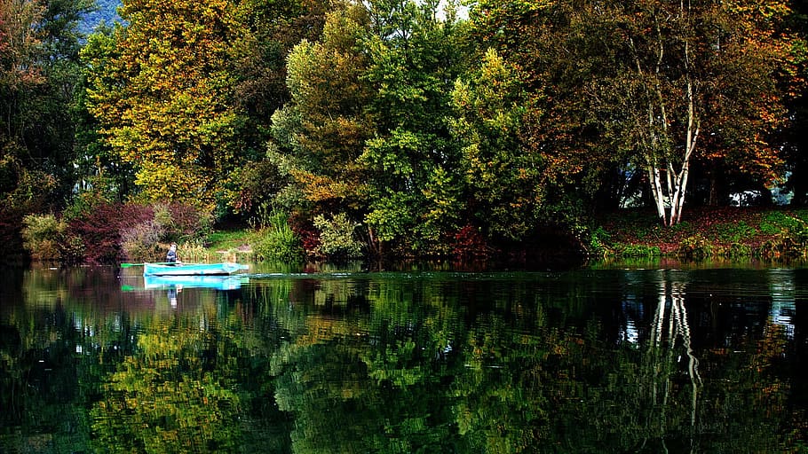 Blue Boat on Sail on Calm Body of Water during Daytime, lake HD wallpaper