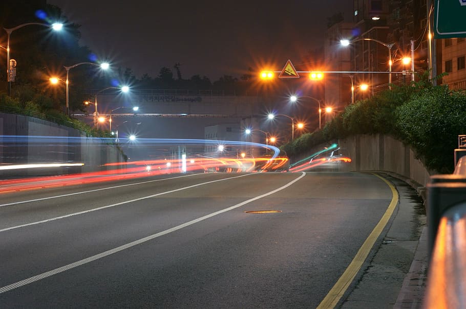 light, road, car, speed, light spreading, curve, traffic, street HD wallpaper