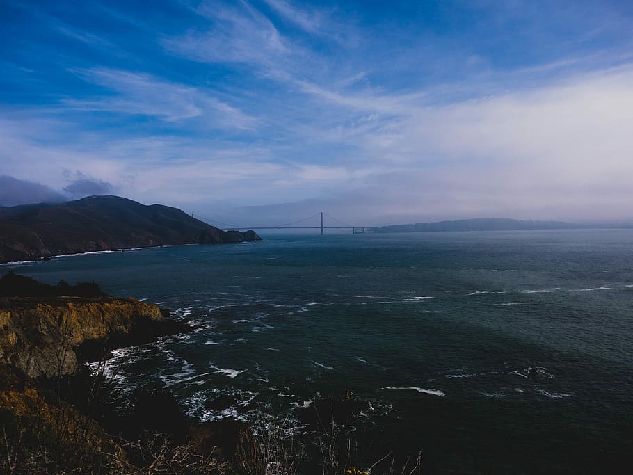 Golden Gate Bridge, San Francisco during day, photo of suspension bridge and island, HD wallpaper