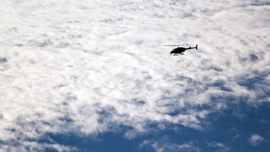 helicopter on flight, sky, machine, transportation, aircraft HD wallpaper