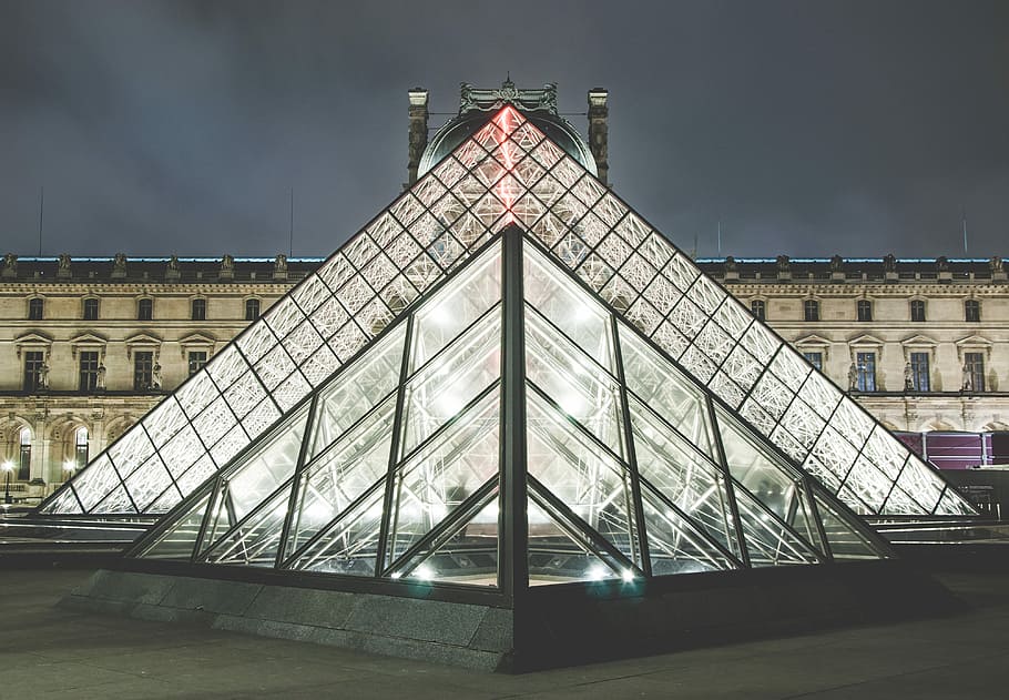 The Louvre, Paris, Louvre Museum, pyramid, glass, building, window HD wallpaper