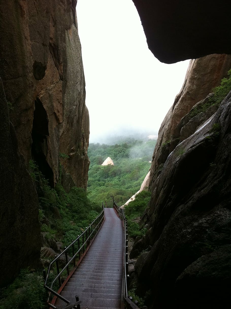 ulsan rock, mt seoraksan, a sea of ​​clouds, clouds and mountains, HD wallpaper