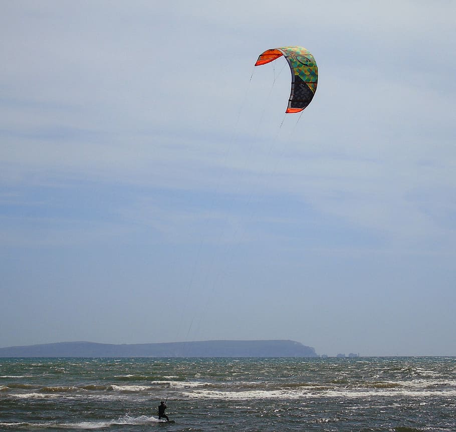kite, surfer, water, ocean, sport, boarding, wave, sea, kiteboarding HD wallpaper