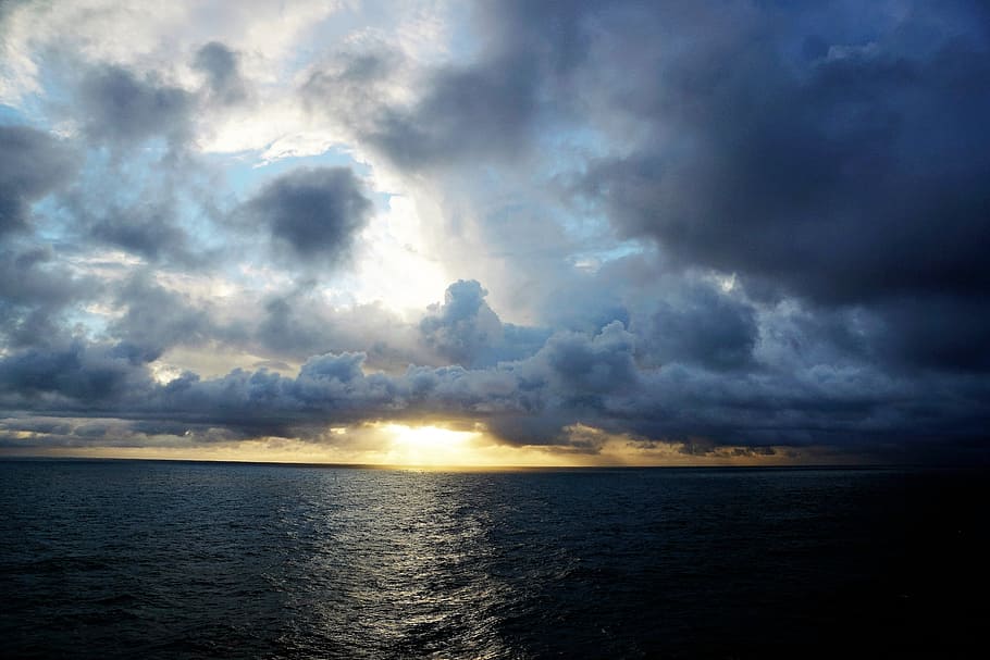 body of water covered with clouds, Atlantic, Ocean, Ocean, Water, HD wallpaper