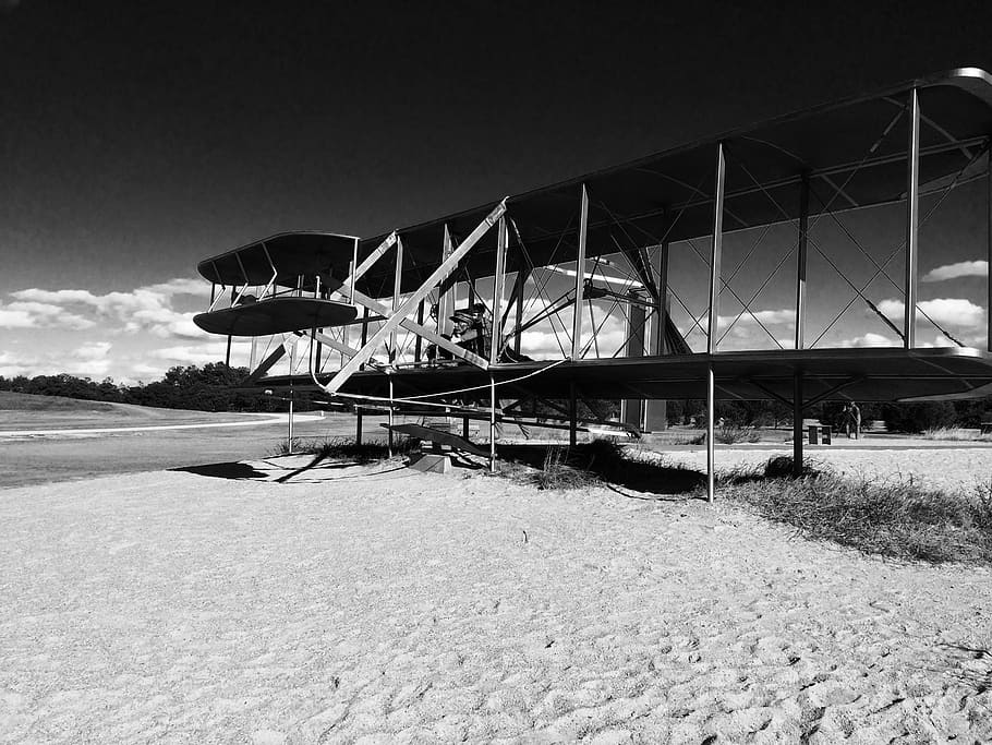 aircraft, wright brothers, historic, monochrome, inventors, HD wallpaper