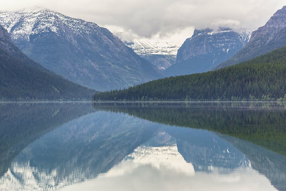 calm body of water near trees and mountains, landscape, reflection HD wallpaper