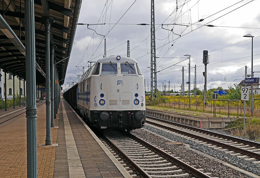 freight train, private railway, station transit, platform, freight transport HD wallpaper