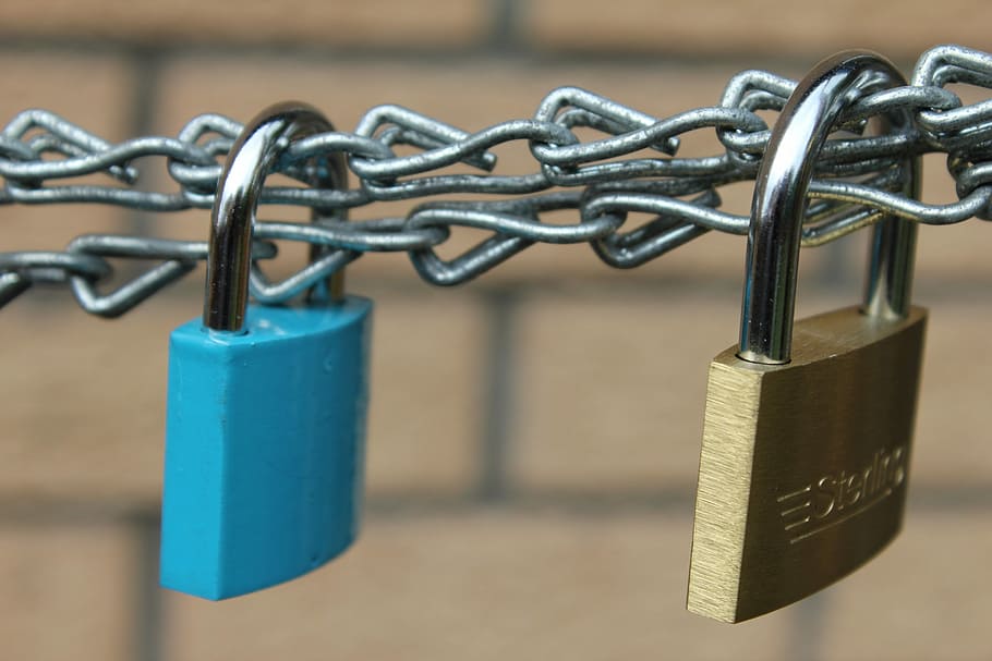 Padlock, Secure, Chain, Metal, steel, protect, safe, business HD wallpaper