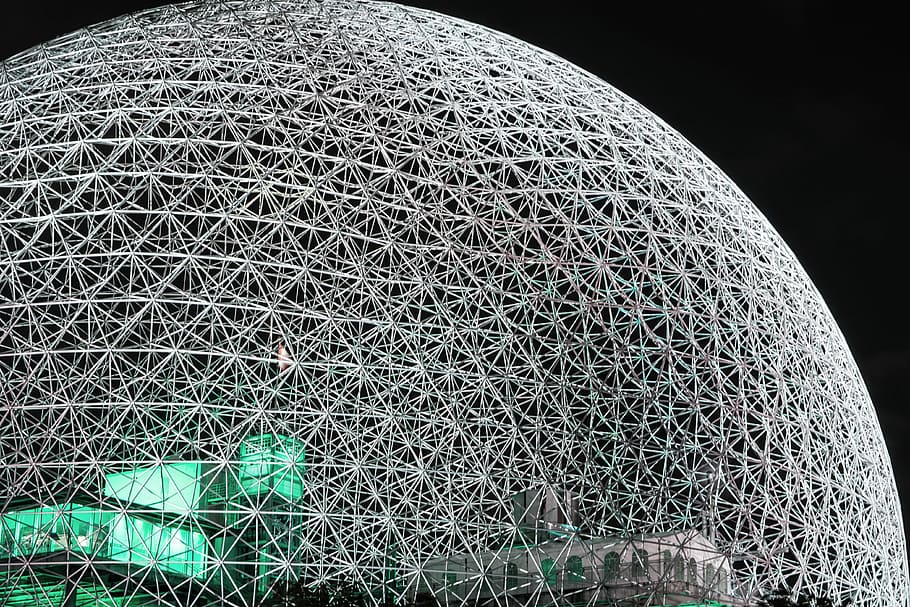 white dome building, pattern, structure, sphere, design, green HD wallpaper