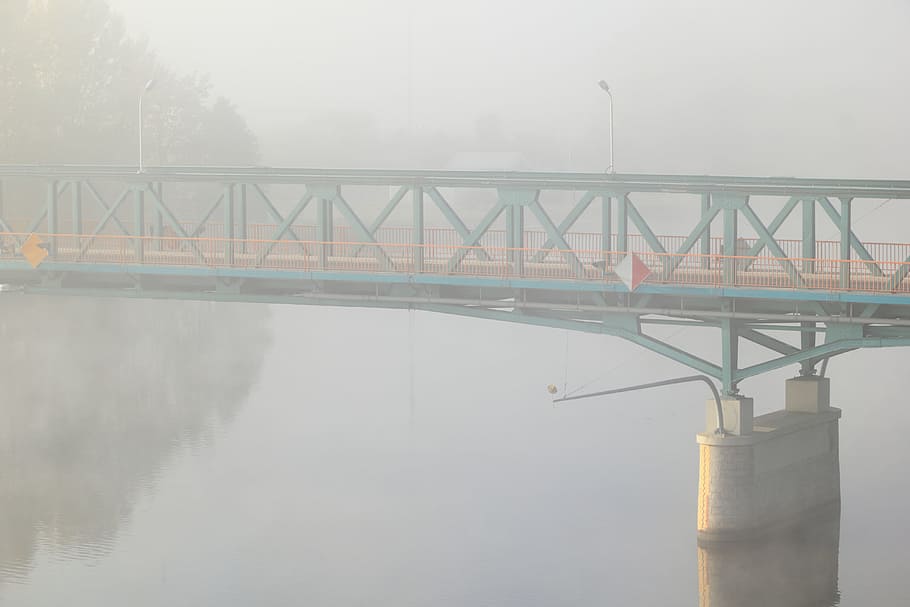 Germany, Poland, Border, Bridge, Morning, fog, river, bridge - Man Made Structure HD wallpaper