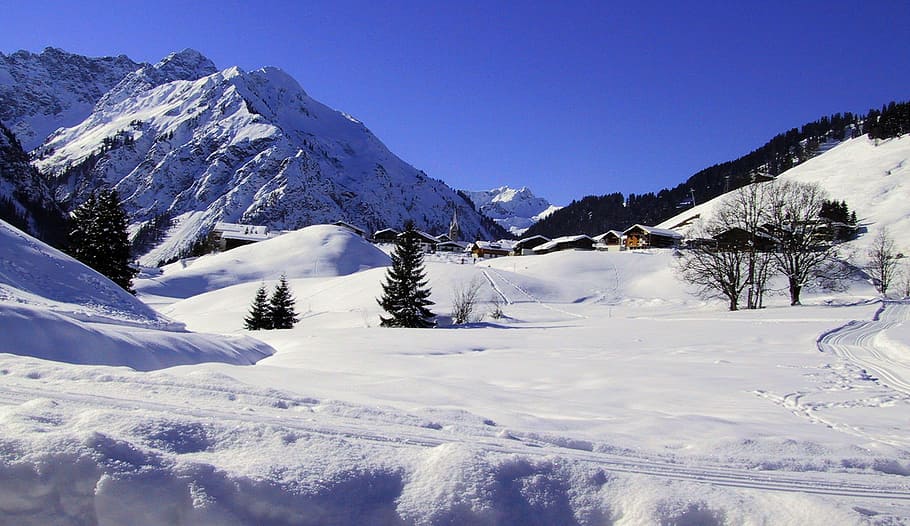 winter, mountains, snow, wintry, alpine, ski area, alpenblick HD wallpaper