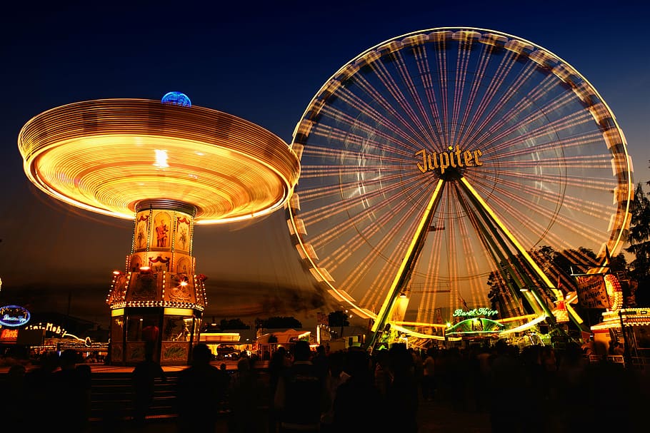 action, adrenaline, carnies, carousel, circles, entertainment HD wallpaper