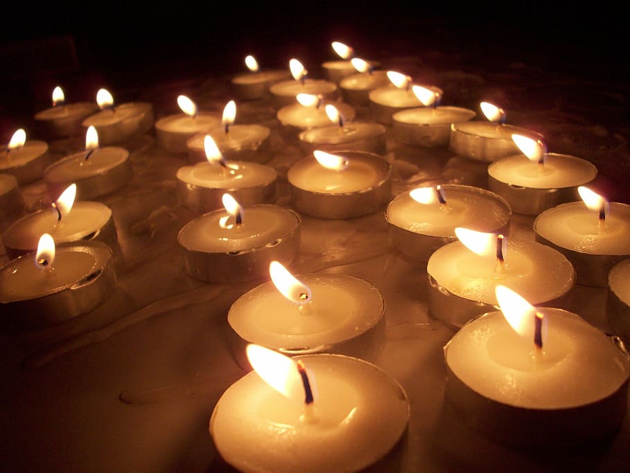 candles, flame, wax, tea lights, fire, candlelight, burning HD wallpaper