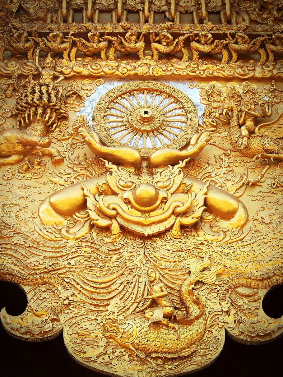 Buddha, Buddah, Thailand, Tibet, Gold, golden, closeup, adventure, HD wallpaper