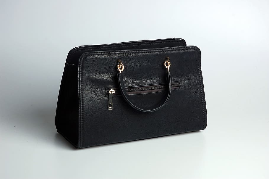 black leather tote bag against white background, handbag, simplicity HD wallpaper