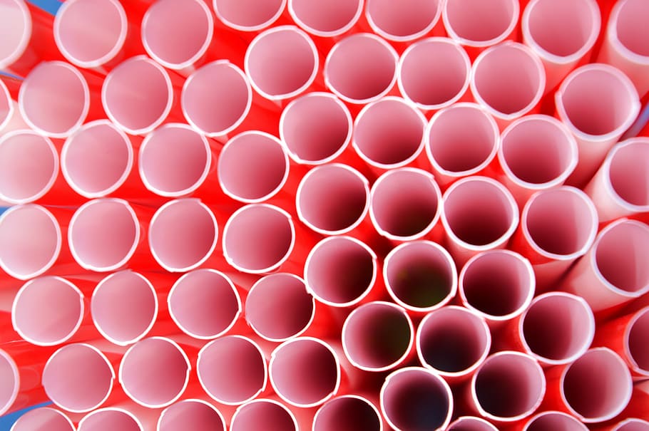 straws, patterns, circles, bright, holes, red, group, large group of objects HD wallpaper